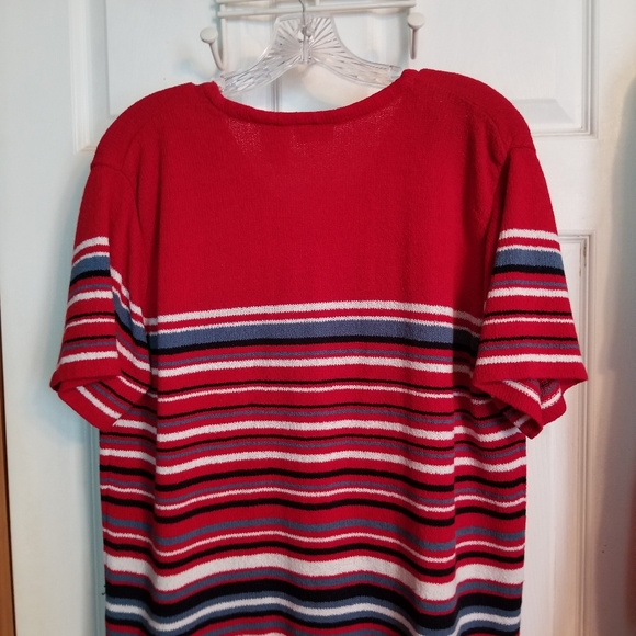 Bobbie Brooks nautical style short sleeve button up womens sweater - Picture 2 of 4